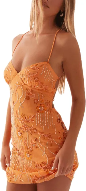 Women Sequin Sparkly Mini Dress Sexy Y2K V Neck Floral Pearl Cami Dress Glitter Party Club Bodycon Dresses