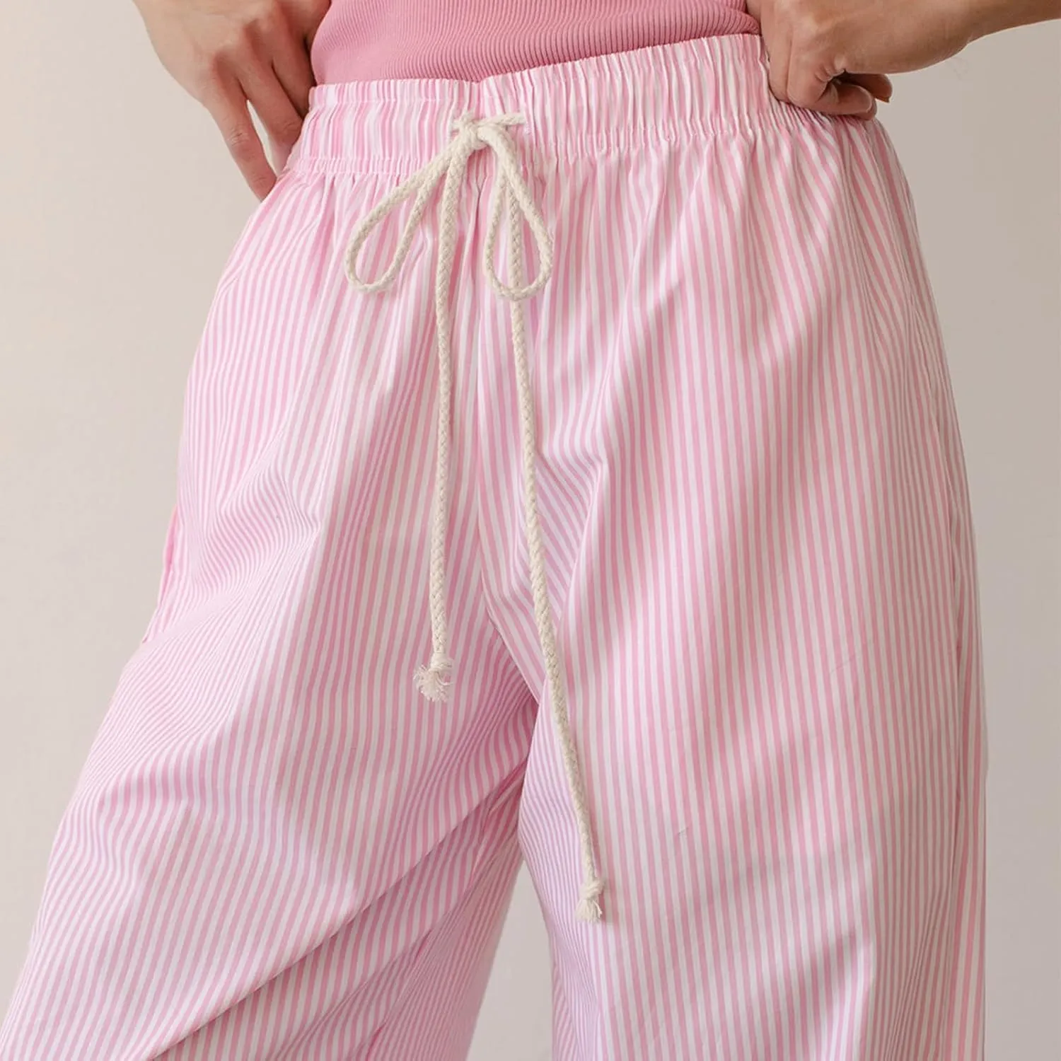 Women Y2k Striped Pants Wide Leg Drawstring Elastic High Waist Lounge Trousers Spring Fall Casual Vintage Streetwear