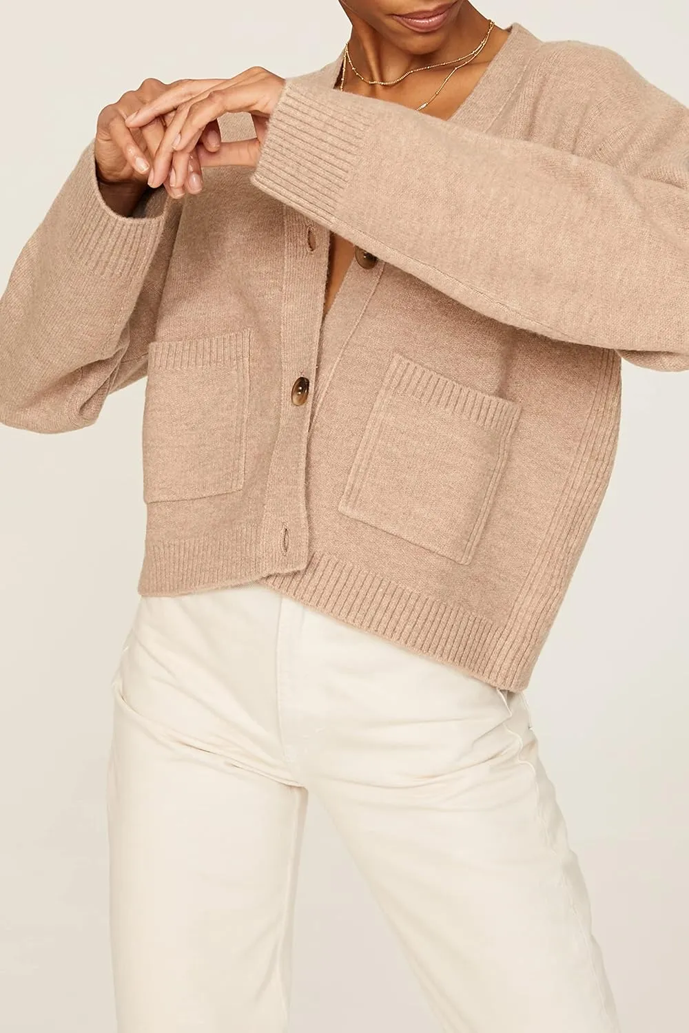 Women's Cropped V-Neck Cardigan