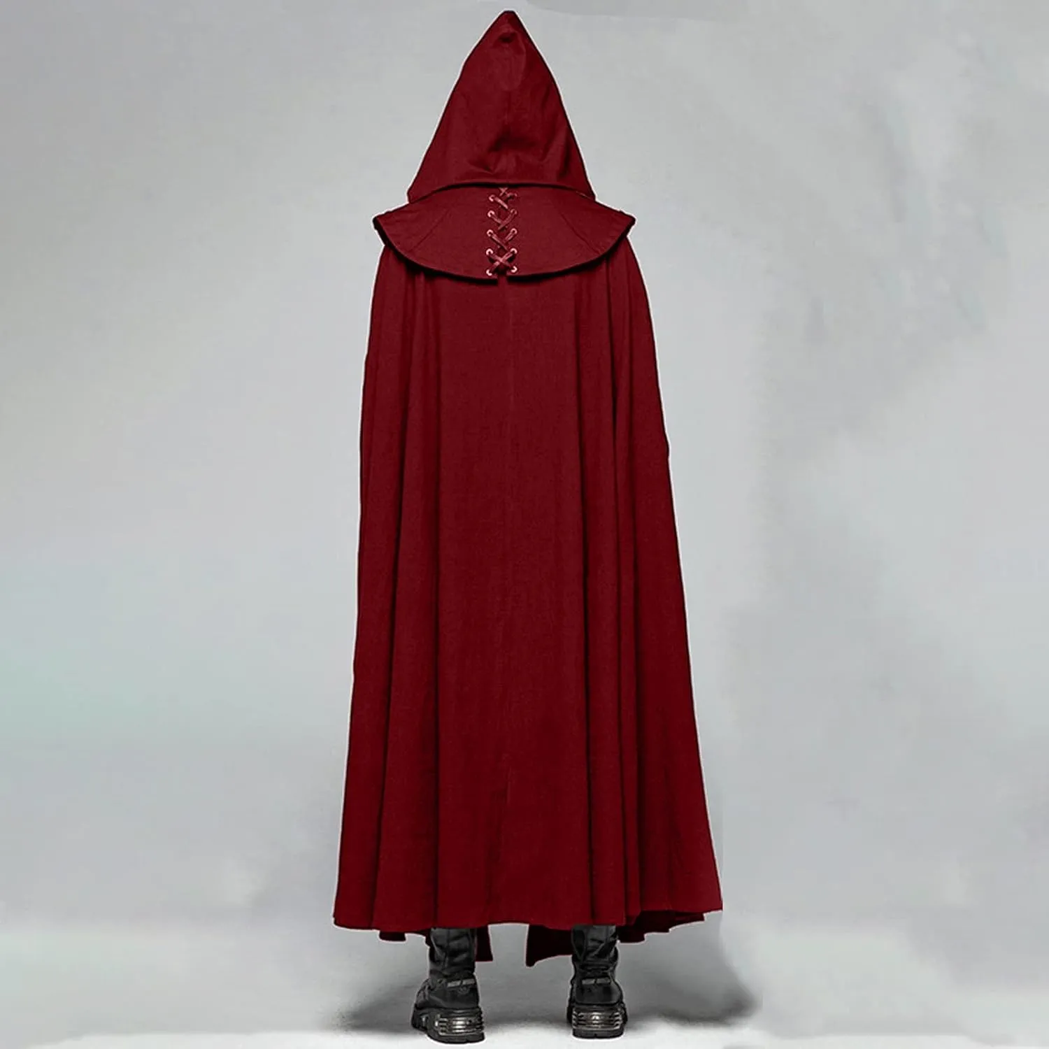 Womens Gothic Clothes Hooded Cardigans Cloak Halloween Dark Long Cape Solid Cloak Outwear Open Front Poncho Outwear