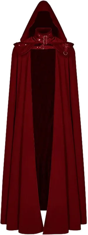 Womens Gothic Clothes Hooded Cardigans Cloak Halloween Dark Long Cape Solid Cloak Outwear Open Front Poncho Outwear
