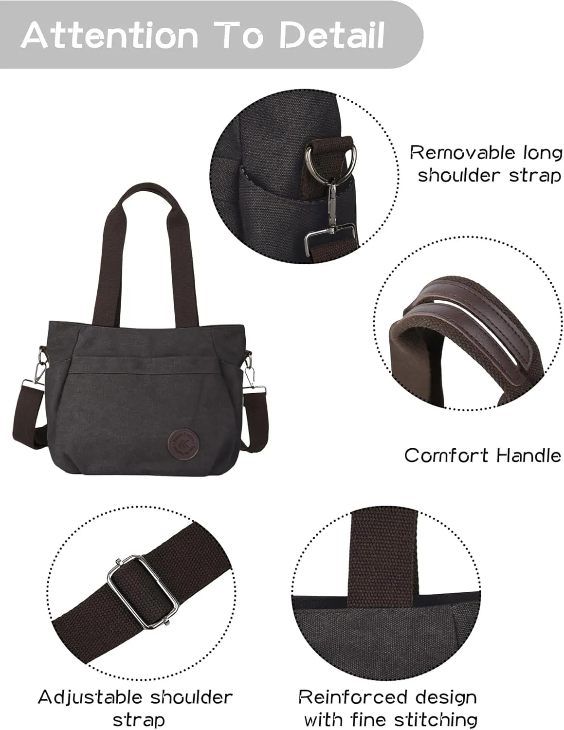 Womens Large Canvas Tote Bag Convertible Backpack Lightweight Crossbody Shoulder Bag Multi-pocket Top Handle Work Bag
