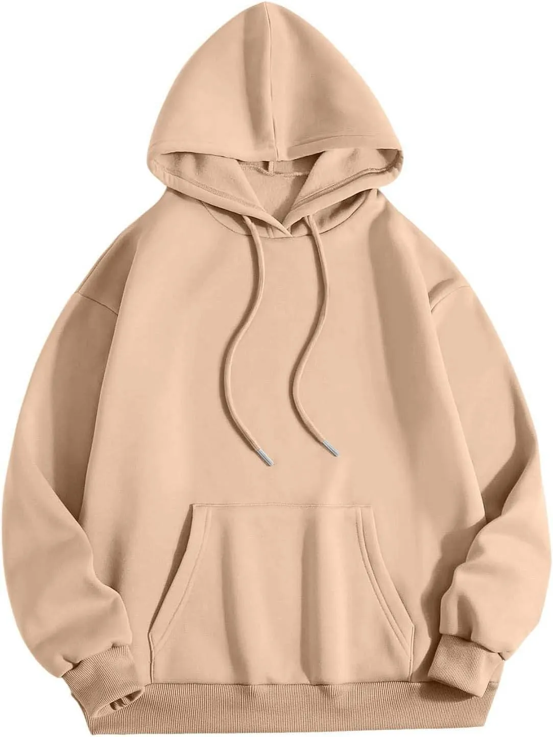 Womens Oversized Hoodies Fleece Hooded Sweatshirts Solid Basic Loose Letter Pullover Tops Drawstring 2024 Fall Outfit