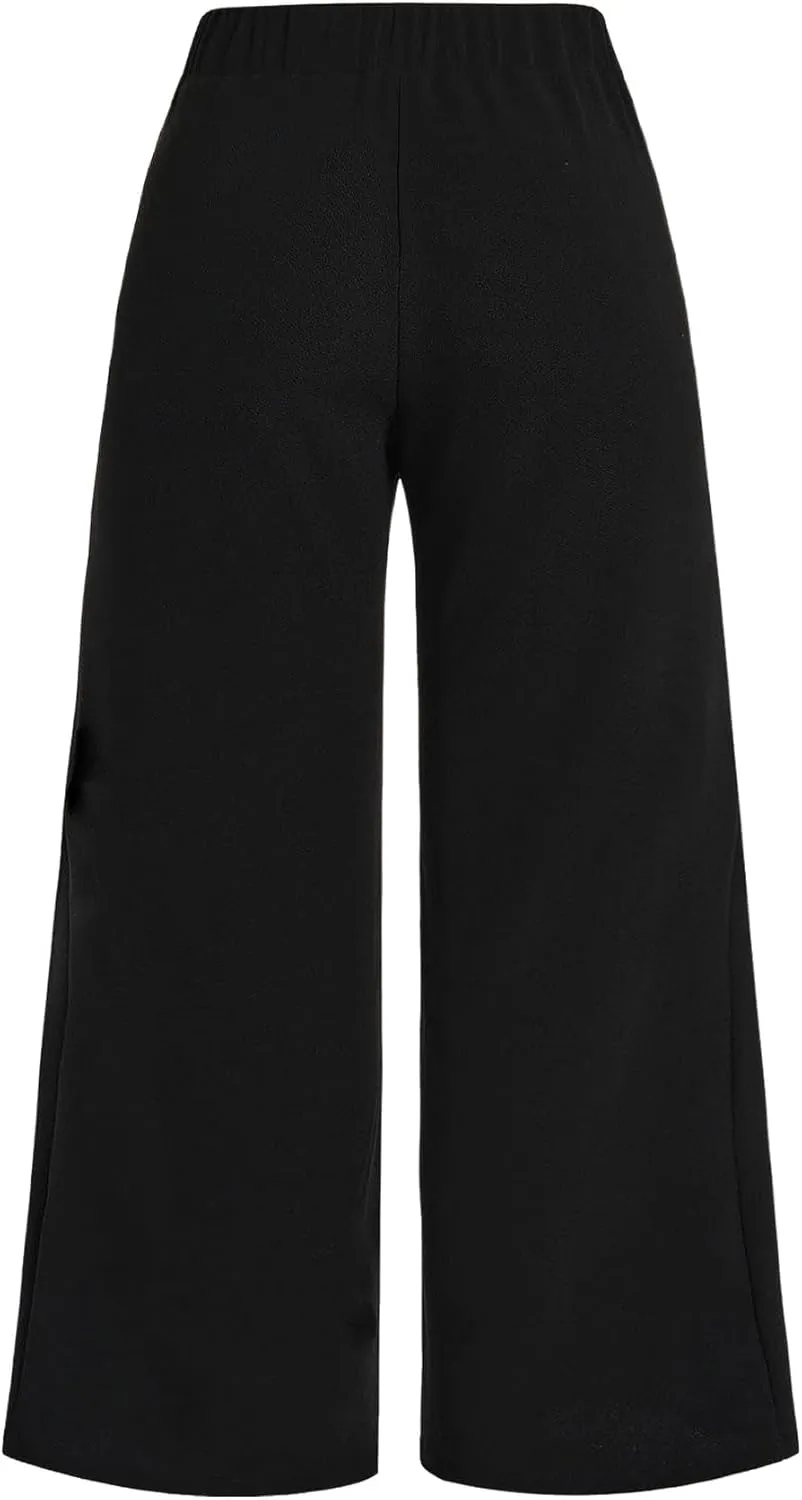 Women's Plus Size Pants Wide Leg High Elastic Waist Loose Fit Elegant Dress Pants