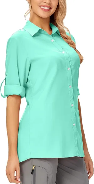 Women's Safari Shirts UPF 50 Long Sleeve,Sun Protection Quick Dry Outdoor Fishing Hiking gardening sun Shirt