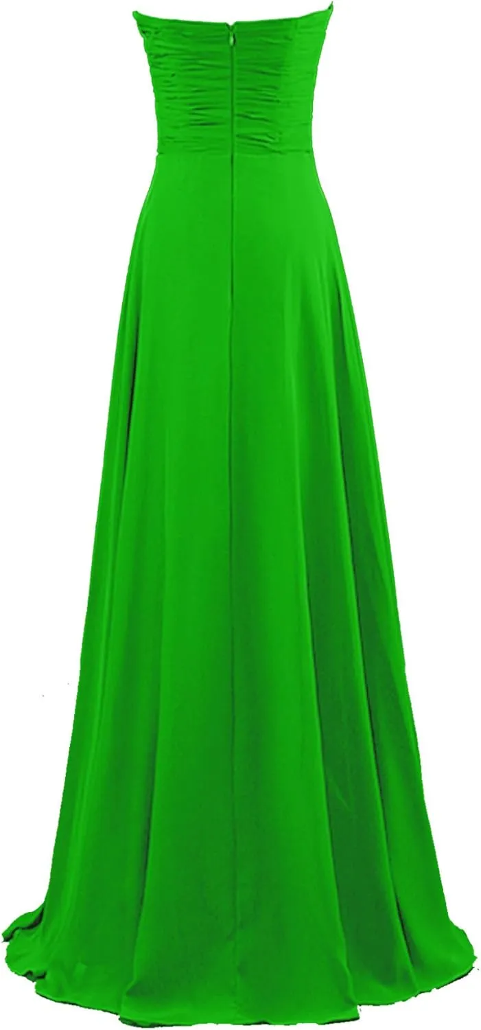 Women's Strapless Chiffon Long Formal Evening Dresses