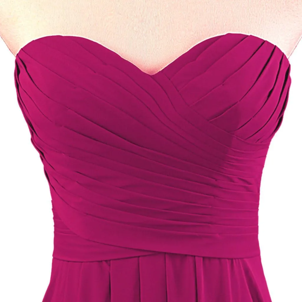 Women's Strapless Chiffon Long Formal Evening Dresses
