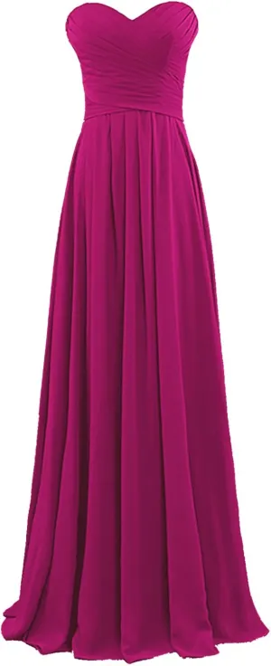 Women's Strapless Chiffon Long Formal Evening Dresses