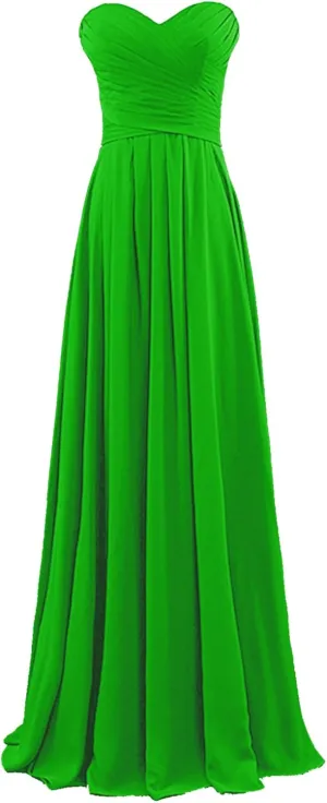 Women's Strapless Chiffon Long Formal Evening Dresses