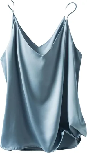 Women's V-Neck Silk Camisole Summer All-Match Bottoming Shirt Loose Fit Sleeveless Blouses
