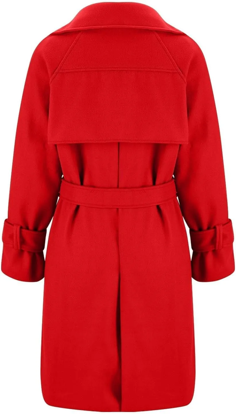 Women's winter coats Long Casual Coat Double-Breasted Trench Notched lapels Coat Jacket with Belt