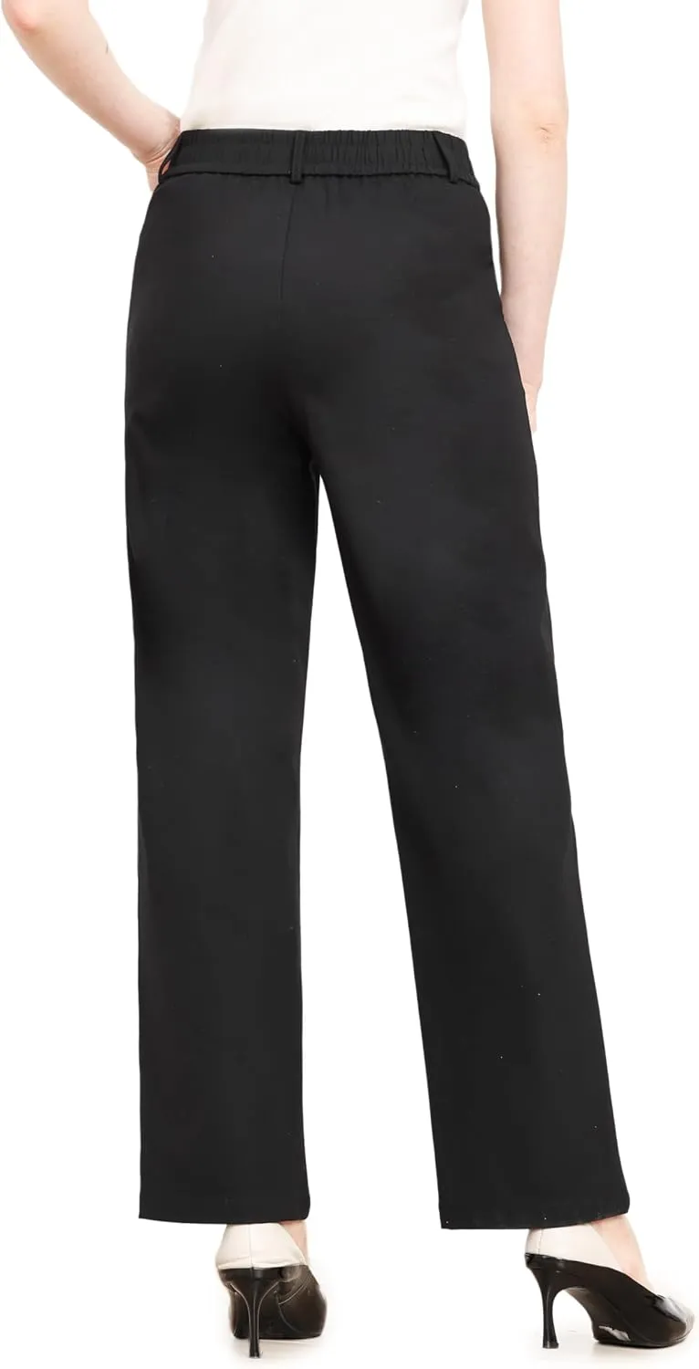 Work Pants Women Dress Pants High Waisted Stretchy Straight Leg Trousers Business Casual Pull On Slacks with Pockets 29"