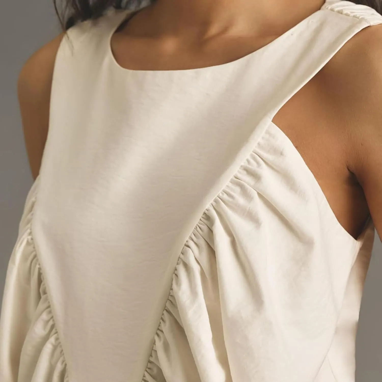 WOWULOVELY Womens Peplum Babydoll Tops Shirred Swing Tank Summer Sleeveless Pleated Flowy Vest Loose Ruffled Casual T-Shirts