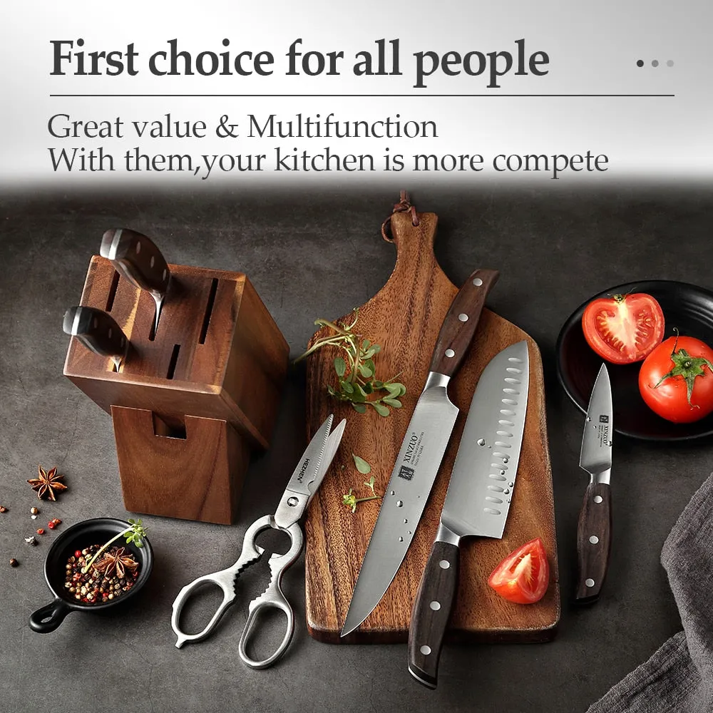 XINZUO 7PCs Kitchen Knife Set Forged German 1.4116 Stainless Steel Kitchen Sharp Chef Santoku Paring Knife Sets Household Tools