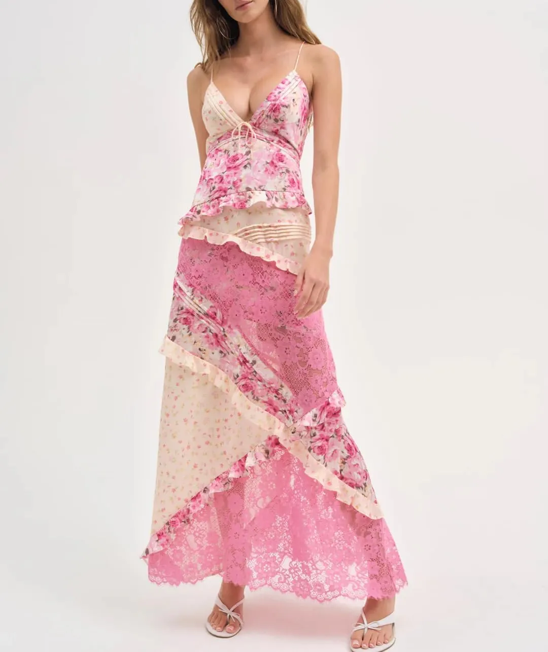Y2k Women Boho Floral Maxi Dress Flower Ruffle Sexy Backless Sleeveless Flowy Tiered Long Sundress Summer Party