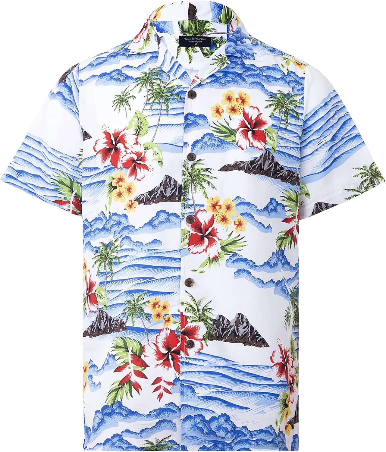 Year In Year Out Mens Hawaiian Shirt Regular Fit Hawaiian Shirts for Men with Quick to Dry Effect