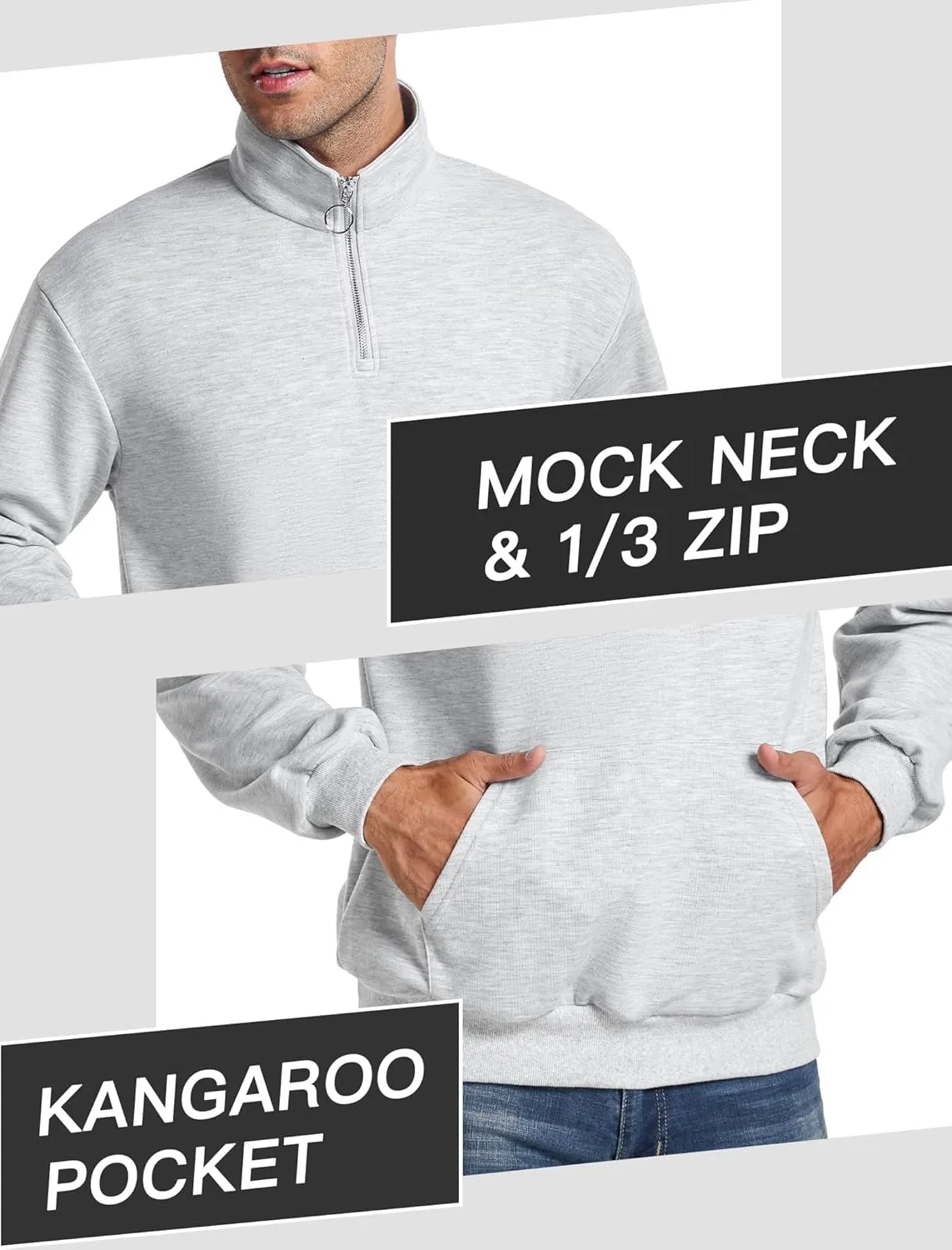 ZAFUL Men's Long Sleeve Color Spliced Polo Collar Sweatshirts Casual Lightweight Pullover Hoodies