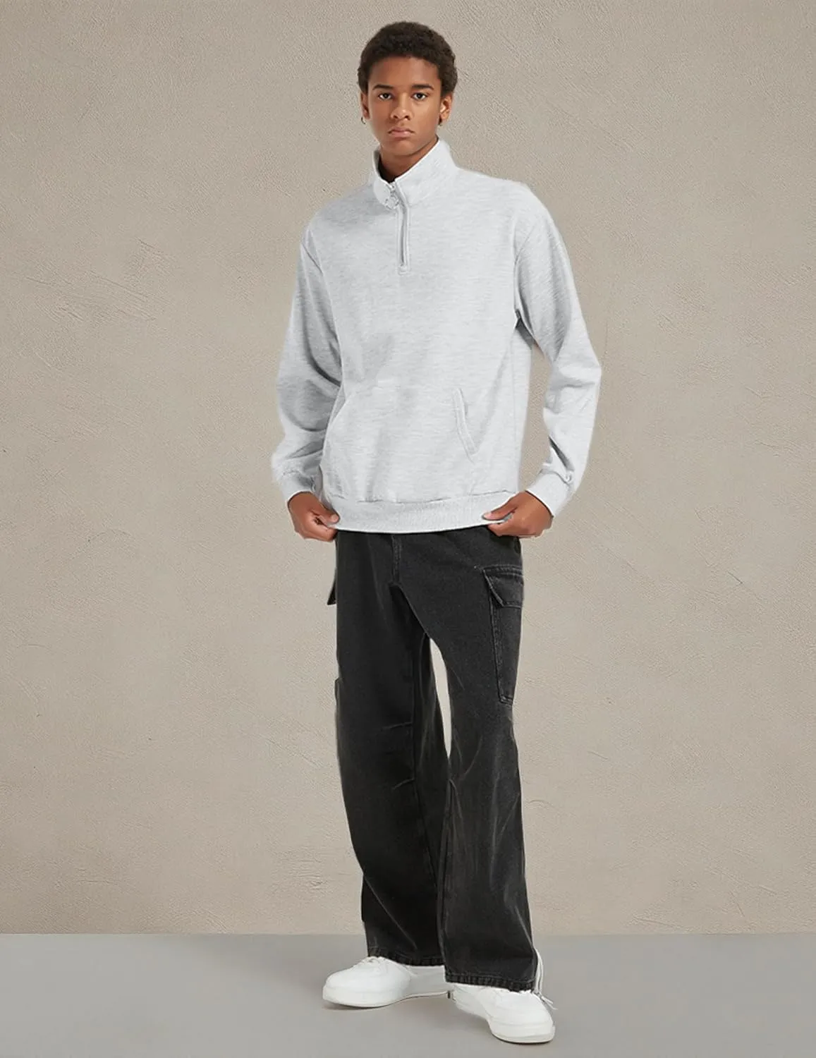 ZAFUL Men's Long Sleeve Color Spliced Polo Collar Sweatshirts Casual Lightweight Pullover Hoodies