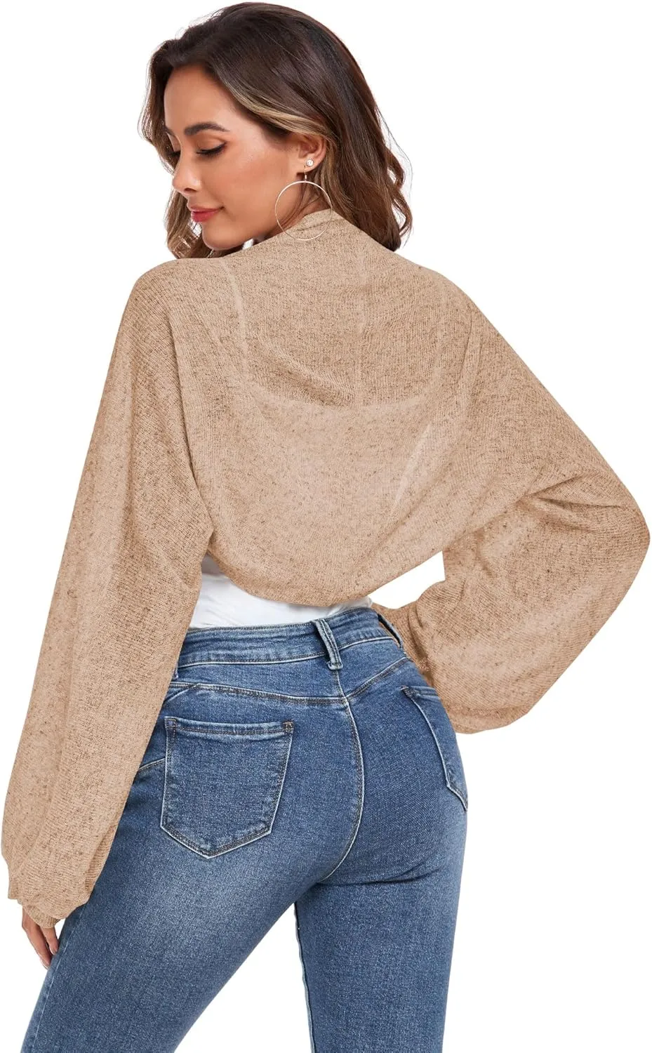 ZAFUL Women's Sheer Shrug Y2K Long Sleeve Cardigans 2025 Irregular Tie Front Bolera