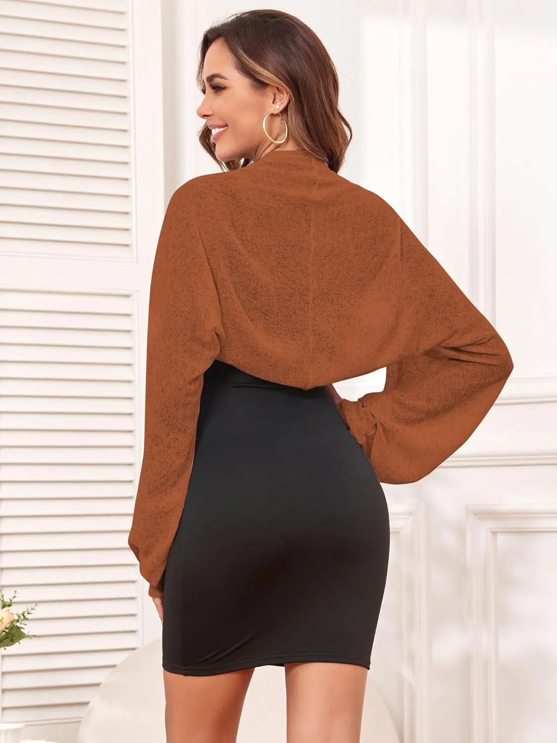 ZAFUL Women's Sheer Shrug Y2K Long Sleeve Cardigans 2025 Irregular Tie Front Bolera