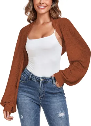 ZAFUL Women's Sheer Shrug Y2K Long Sleeve Cardigans 2025 Irregular Tie Front Bolera
