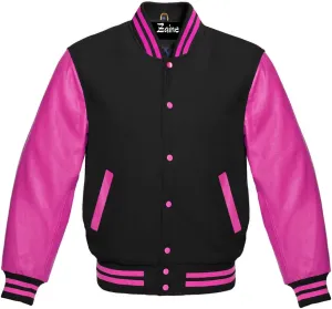 Zaine Enterprises The Best Men's Varsity Basketball Jackets Lettermen Baseball Bomber Jacket in Wool and Leather