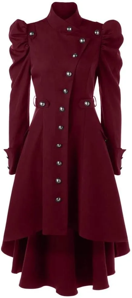 ZBYY Women's Gothic Vintage Steampunk Victorian Swallow Tail Long Trench Coat Jacket Casual Gothic Coats