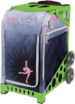 ZCA Sport Ice Dreamz Lux Rolling Bag with Green Frame (flashing wheels)