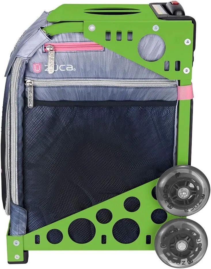 ZCA Sport Ice Dreamz Lux Rolling Bag with Green Frame (flashing wheels)