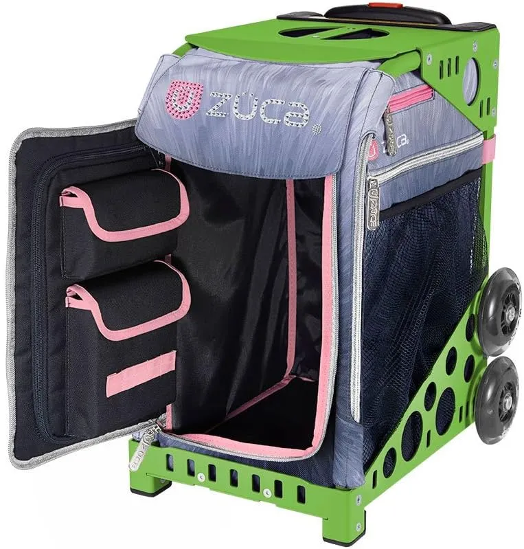 ZCA Sport Ice Dreamz Lux Rolling Bag with Green Frame (flashing wheels)