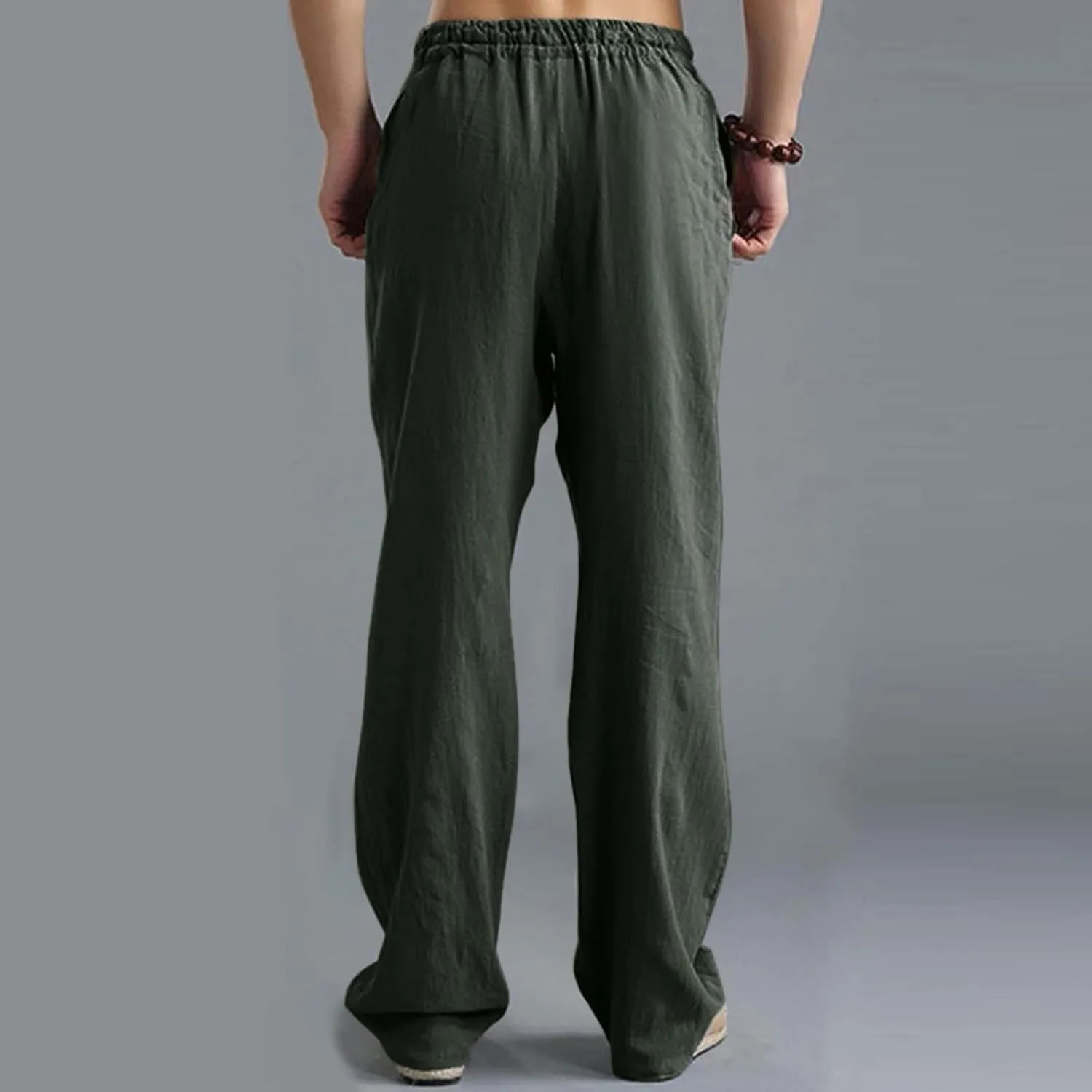 ZYXTIM Linen Pants Men Straight Leg Lightweight Casual Summer Trousers Comfortable Cool Dry Beach Pants Sport Yoga Trousers