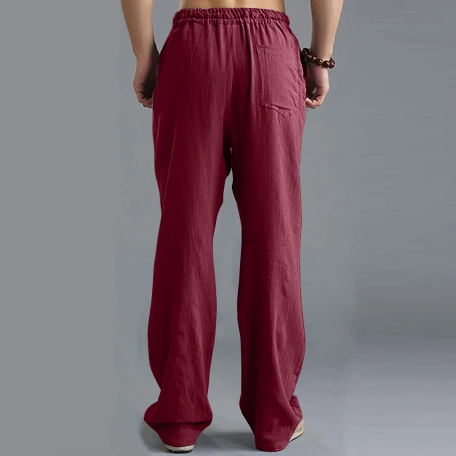 ZYXTIM Linen Pants Men Straight Leg Lightweight Casual Summer Trousers Comfortable Cool Dry Beach Pants Sport Yoga Trousers