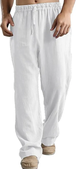 ZYXTIM Linen Pants Men Straight Leg Lightweight Casual Summer Trousers Comfortable Cool Dry Beach Pants Sport Yoga Trousers