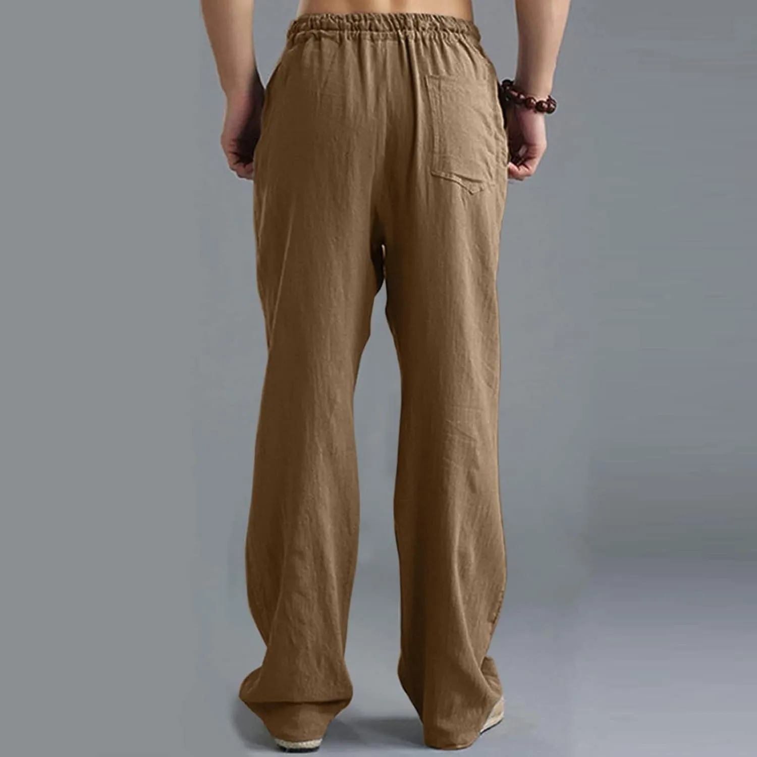 ZYXTIM Linen Pants Men Straight Leg Lightweight Casual Summer Trousers Comfortable Cool Dry Beach Pants Sport Yoga Trousers