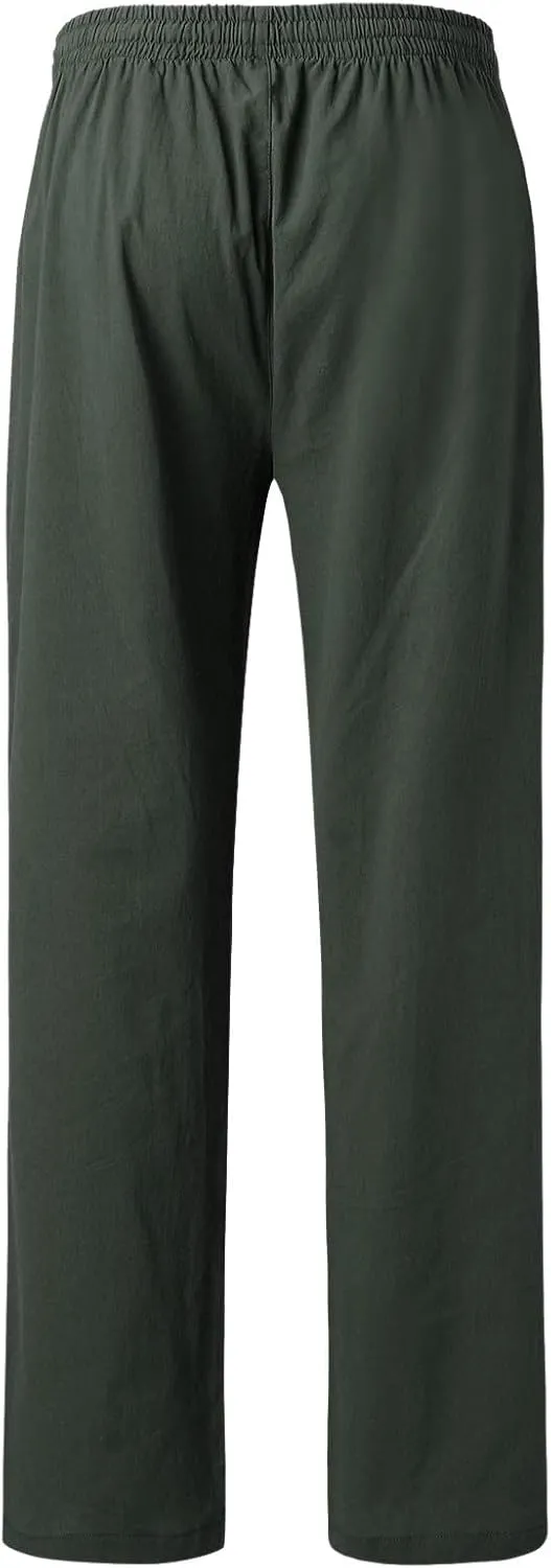 ZYXTIM Linen Pants Men Straight Leg Lightweight Casual Summer Trousers Comfortable Cool Dry Beach Pants Sport Yoga Trousers